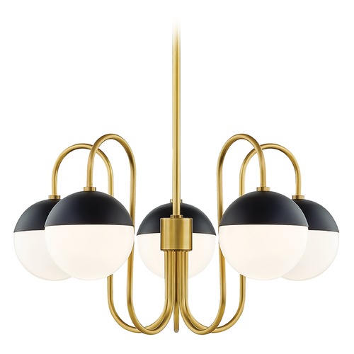 Mitzi by Hudson Valley Renee Aged Brass & Black Chandelier by Mitzi by Hudson Valley H344805-AGB/BK