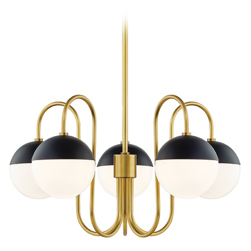 Mitzi by Hudson Valley Renee Aged Brass & Black Chandelier by Mitzi by Hudson Valley H344805-AGB/BK