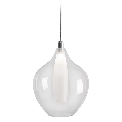 Modern Chrome LED Mini Pendant with Clear and Frosted Shade 3000K 170LM by Kuzco Lighting