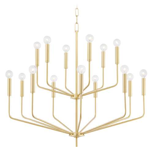 Mitzi Hudson Aged Brass 15-Light Chandelier