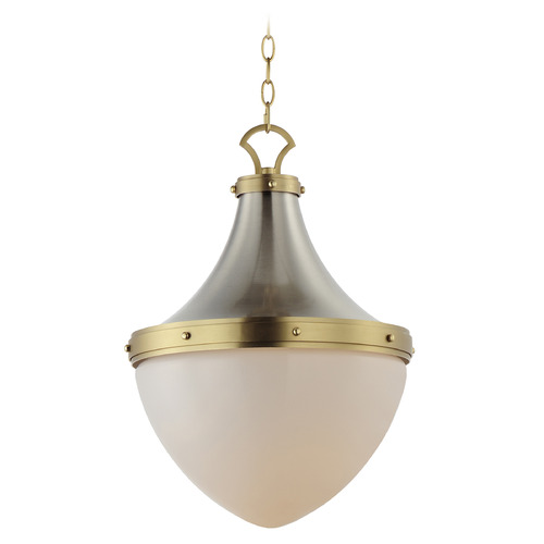Maxim Lighting Maxim Lighting Conrad Satin Nickel & Satin Brass Pendant Light with Bowl / Dome Shade 10386WTSNSBR