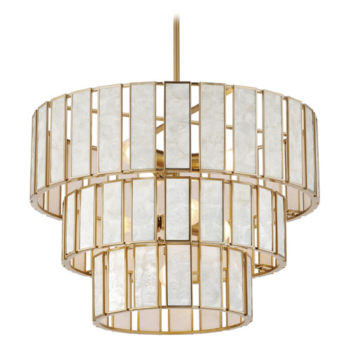 Miramar Capiz & Natural Aged Brass Chandelier by Maxim Lighting
