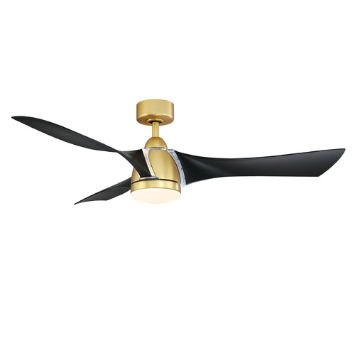 Fanimation Fans Klear Brushed Satin Brass LED Ceiling Fan with Light