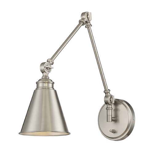 Morland 16-Inch Swing Arm Convertible Wall Lamp in Polished Nickel by Savoy House