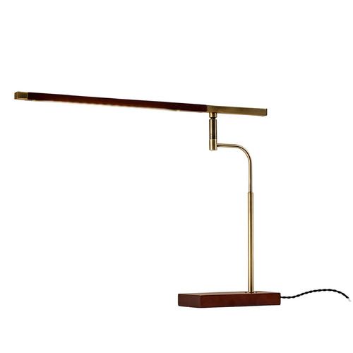 Adesso Home Barrett Antique Brass and Walnut Wood LED Swing Arm Lamp