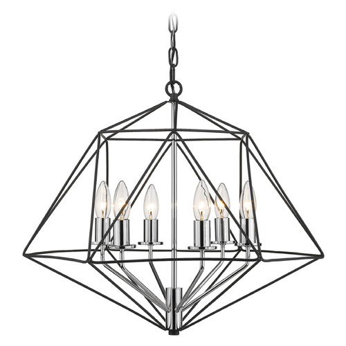 Geo Matte Black & Chrome Chandelier by Z-Lite