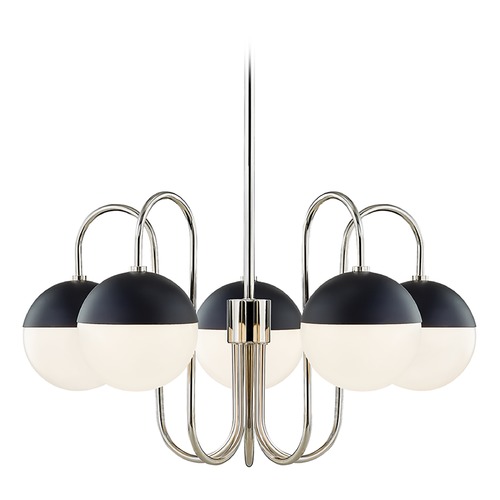 Mitzi by Hudson Valley Renee Polished Nickel & Black Chandelier by Mitzi by Hudson Valley H344805-PN/BK