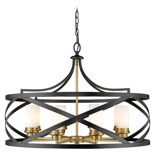 Z-Lite Malcalester Matte Black & Olde Brass Pendant by Z-Lite 481P30-MB-OBR