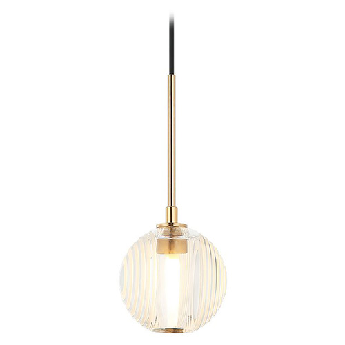 Matteo Lighting Jemyca Aged Gold Brass Mini-Pendant Light with Globe Shade