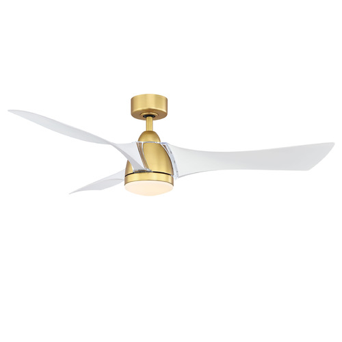 Fanimation Fans Klear Brushed Satin Brass LED Ceiling Fan with Light