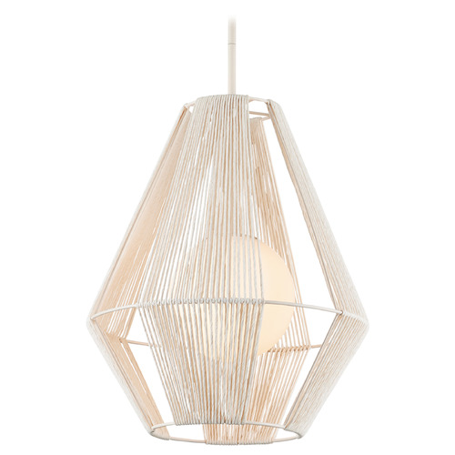 Currey and Company Fraxel White & Vanilla Pendant Light with Globe Shade