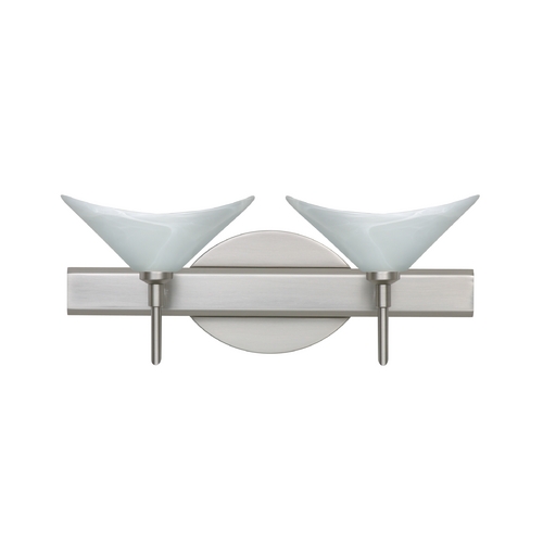 Modern Bathroom Light Marbled Glass Satin Nickel by Besa Lighting