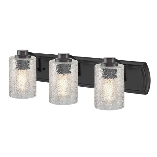 Transitional Textured Glass 3-Light Bath Wall Light in Bronze