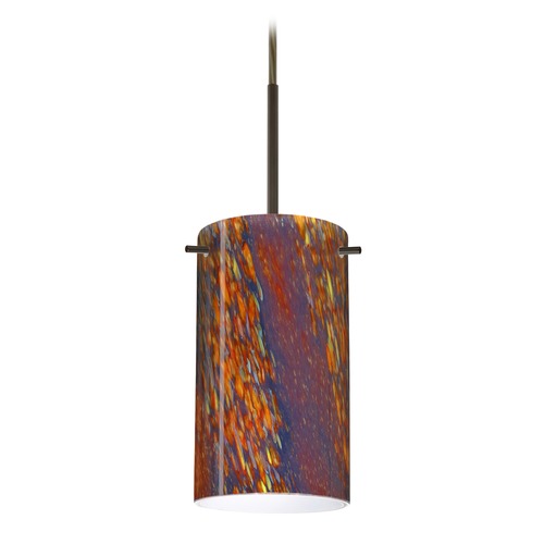 Besa Lighting Besa Lighting Stilo Bronze LED Mini-Pendant Light with Cylindrical Shade 1BT-4404CE-LED-BR