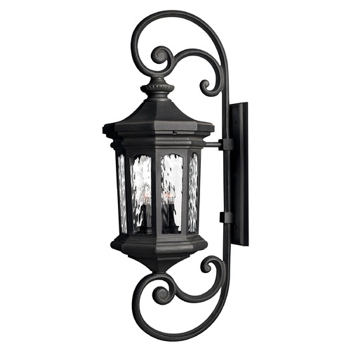 Hinkley Black LED Outdoor Wall Light with Water Glass by Hinkley 1609MB-LL