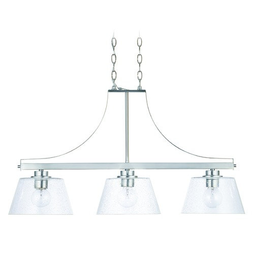 HomePlace by Capital Lighting HomePlace Independent Brushed Nickel 3-Light Island Light with Clear Seeded Glass 838434BN