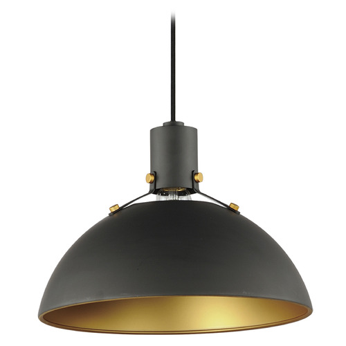 Maxim Lighting Dawn Antique Brass & Black Pendant Light with Bowl / Dome Shade