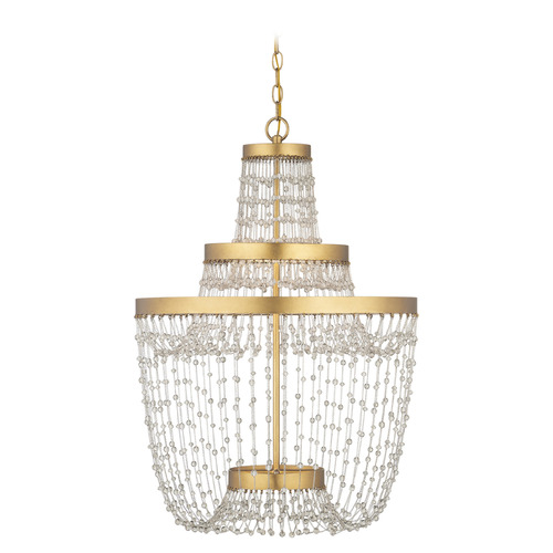 Currey and Company Mademoiselle Clear & Contemporary Gold Leaf & Contemporary Gold LED Chandelier