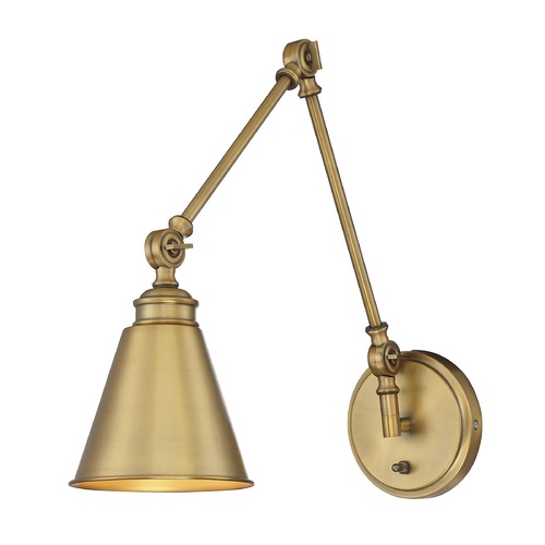 Morland 16-Inch Swing Arm Convertible Wall Lamp in Warm Brass by Savoy House