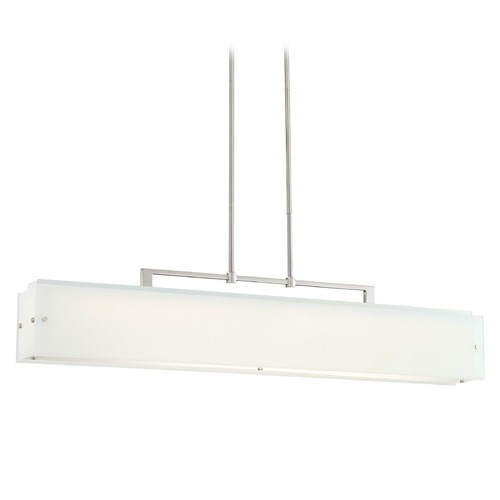 George Kovacs Lighting George Kovacs Button Brushed Nickel LED Island Light with Rectangle Shade P1326-084-L