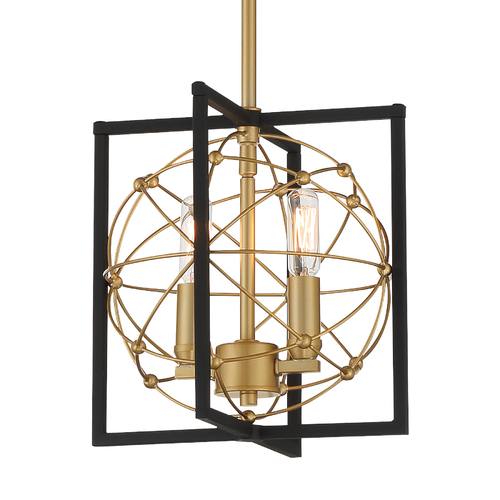 Titan's Trace 2-Light Mini Pendant in Coal & Gold by Minka Lavery