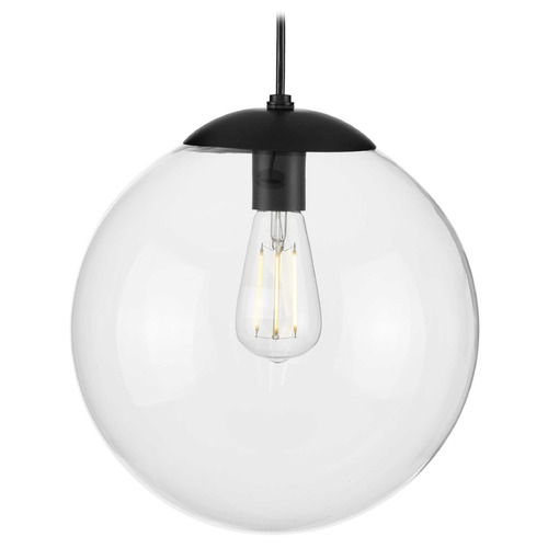 Progress Lighting Atwell Matte Black Pendant Light with Globe Shade