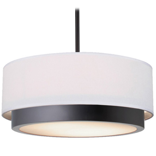 Justice Design Group Justice Design Tate 16 Inch LED Semi-Flush Drum Pendant Black FAB-4475-WHTE-MBLK