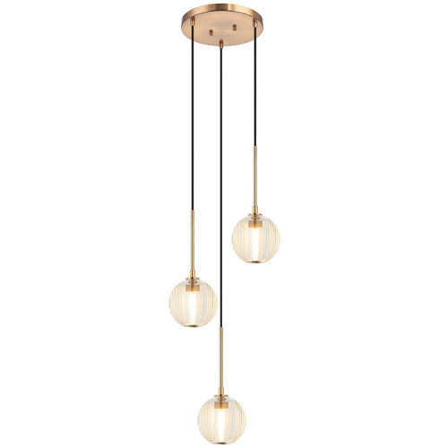 Matteo Lighting Jemyca Aged Gold Brass Multi-Light Pendant with Globe Shade