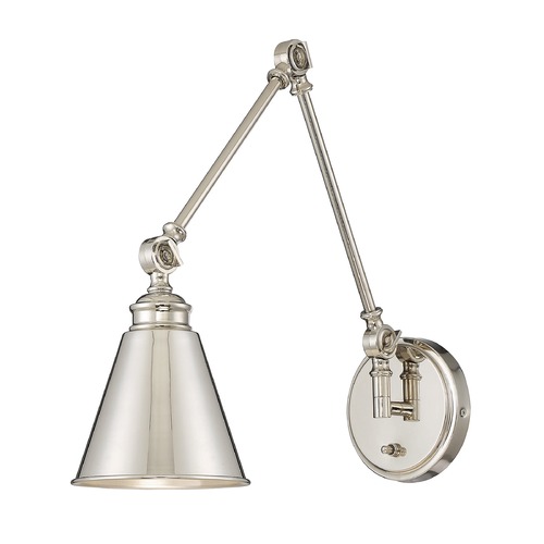 Morland 16-Inch Swing Arm Convertible Wall Lamp in Satin Nickel by Savoy House