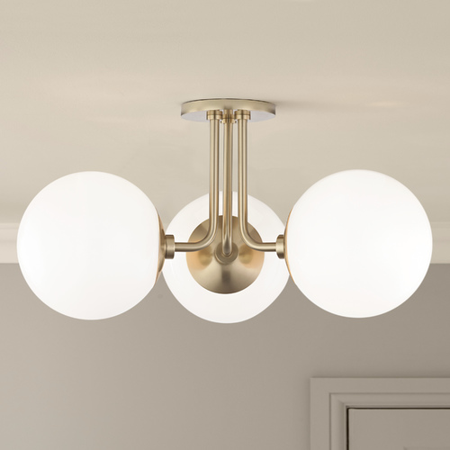 Mitzi by Hudson Valley Stella Aged Brass Semi-Flush Mount by Mitzi by Hudson Valley H105603-AGB