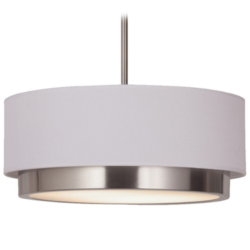 Justice Design Tate 16 Inch LED Semi-Flush Drum Pendant Nickel