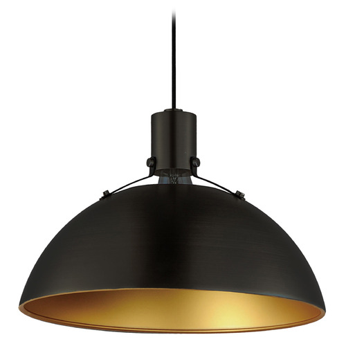 Maxim Lighting Dawn Antique Brass & Black Pendant Light with Bowl / Dome Shade