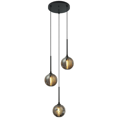 Matteo Lighting Jemyca Matte Black Multi-Light Pendant with Globe Shade
