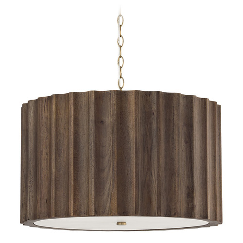Capital Lighting Capital Lighting Cody Matte Brass Pendant Light with Drum Shade 357641MA