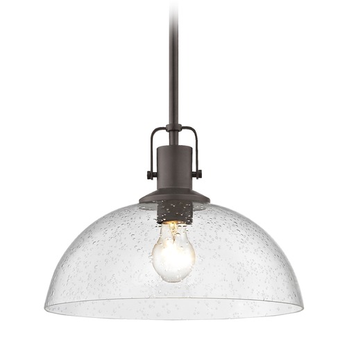 Farmhouse Bronze Seeded Glass Pendant Light 13-Inch Wide