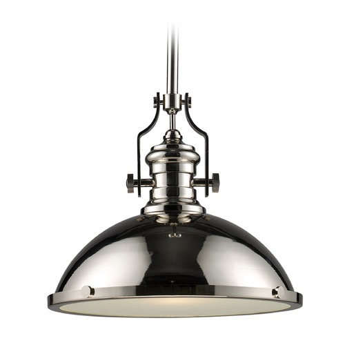 Elk Lighting Elk Lighting Chadwick Polished Nickel LED Pendant Light with Bowl / Dome Shade 66118-1-LED