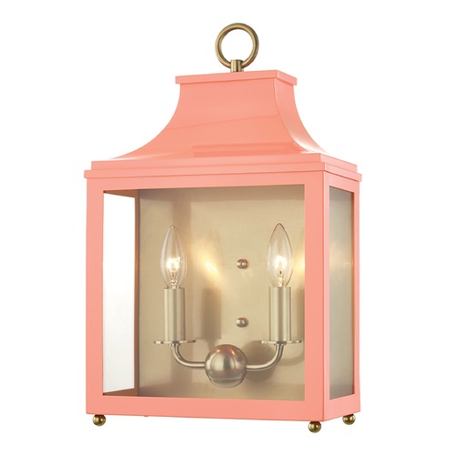 Mitzi by Hudson Valley Leigh Aged Brass & Pink Sconce by Mitzi by Hudson Valley H259102-AGB/PK