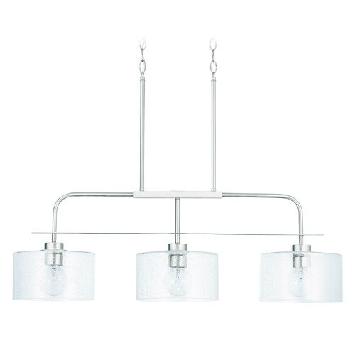 HomePlace by Capital Lighting Jake 36-Inch Island Light in Brushed Nickel with Clear Seeded Glass 838435BN