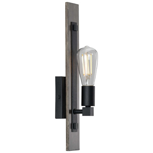 Progress Lighting Hemsworth Textured Black & Aged Oak Sconce
