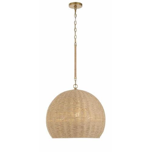 Jace 20-Inch Jute Pendant in Soft Gold by Crystorama Lighting