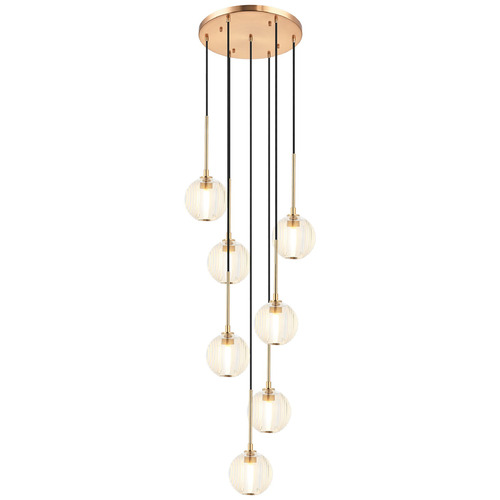 Matteo Lighting Jemyca Aged Gold Brass Multi-Light Pendant with Globe Shade