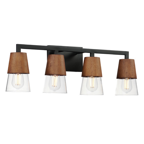 Maxim Lighting Carpenter Walnut & Black Bathroom Light by Maxim Lighting 21624CLWNBK