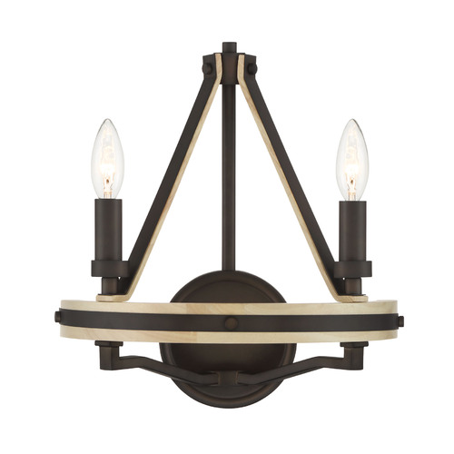 Sonoma 2-Light Wall Sconce in Dark Bronze & Wood by Minka Lavery