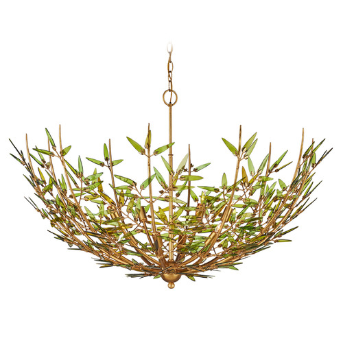 Currey and Company Babylon Green & Contemporary Gold Leaf & Contemporary Gold Chandelier