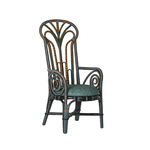Benin Throne Green Armchair with Trevino Julep Fabric by Currey & Co