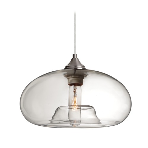 Besa Lighting Besa Lighting Bana Satin Nickel Pendant Light with Oblong Shade 1JT-BANACL-SN