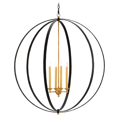 Ogden Chandelier in Chinois Antique Gold Leaf/Black by Currey & Co
