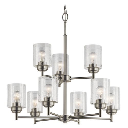 Kichler Lighting Winslow 9-Light Chandelier in Brushed Nickel with Clear Seeded Glass 44031NI