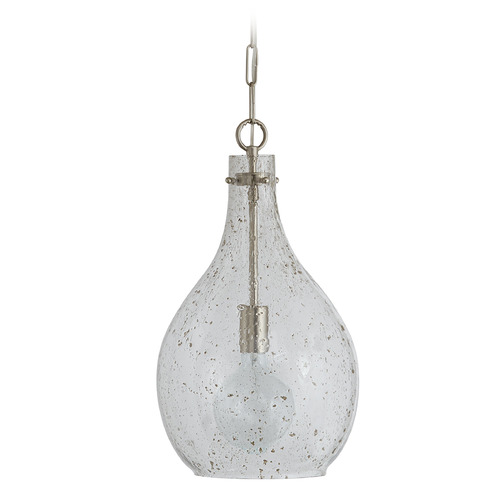 Capital Lighting Rabun Stone Seeded Glass Pendant in Brushed Nickel by Capital Lighting 333813BN-472