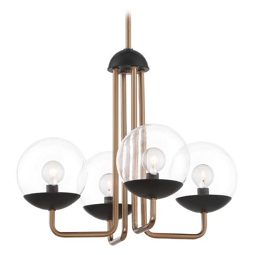 George Kovacs Lighting Outer Limits Painted Bronze & Natural Brushed Brass Mini Chandelier by George Kovacs P1504-416
